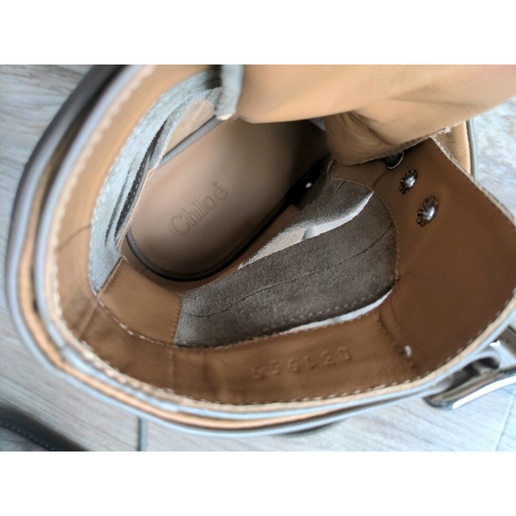 Chloe Rylee Caged Suede Taupe Buckle Ankle Boots - Picture 11 of 13